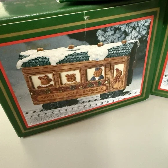 VTG 1994 North Pole Express 5 Box Christmas Train Set Village First Edition - Picture 3 of 15